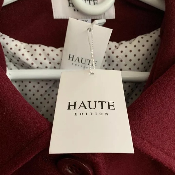 Haute Edition  Burgundy Wool Jacket With  Scarf 2X - Picture 3 of 4